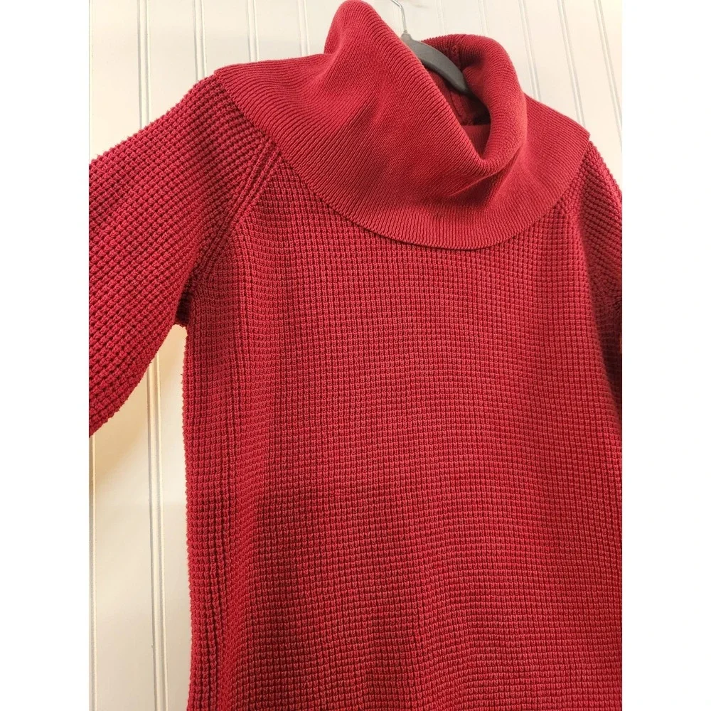 Michael Kors Women's Red Waffle Knit Cowl Neck Sweater Size M Warm Cozy‎ Classic